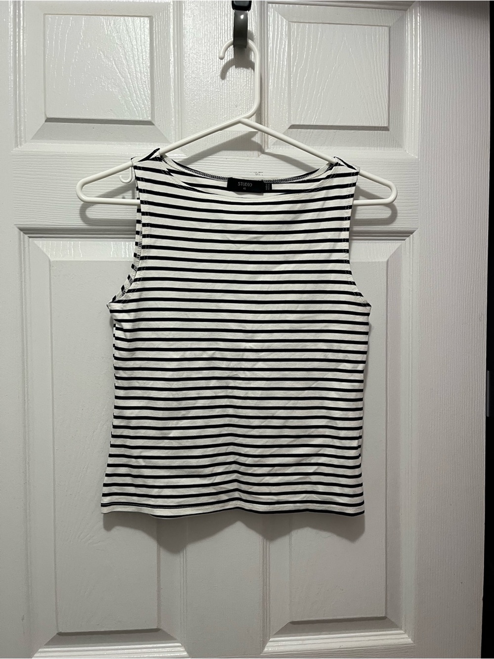 Studio Black & White Striped Crewneck Tank